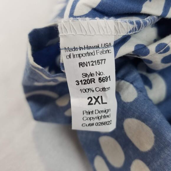 Kahala Hawaiian Shirt Mens 2XL Blue White Floral Cotton Aloha Made In USA - Picture 8 of 11